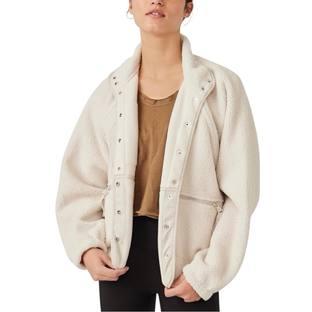 NWT FP Movement Muted Beige Hit the Slopes Fleece Jacket - Sz L